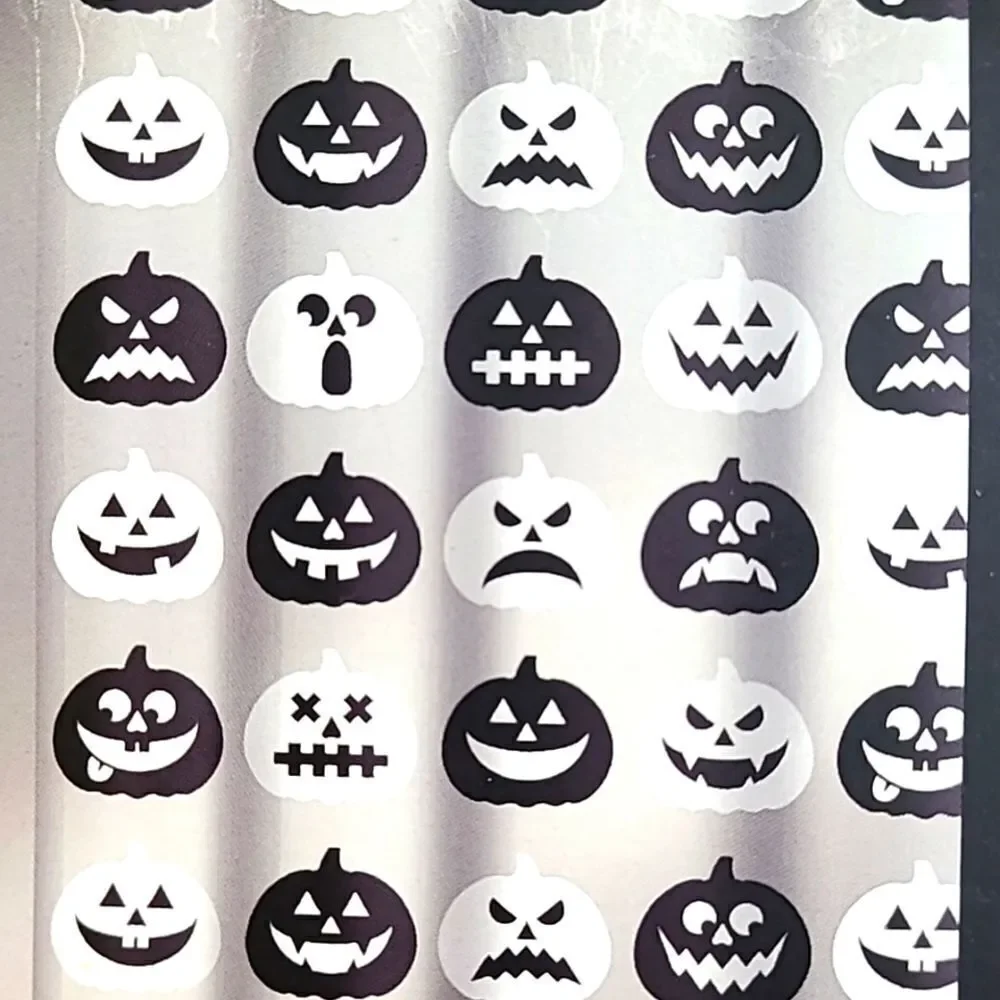 Halloween Black & White Pumpkin Faces Shower Curtain, 70